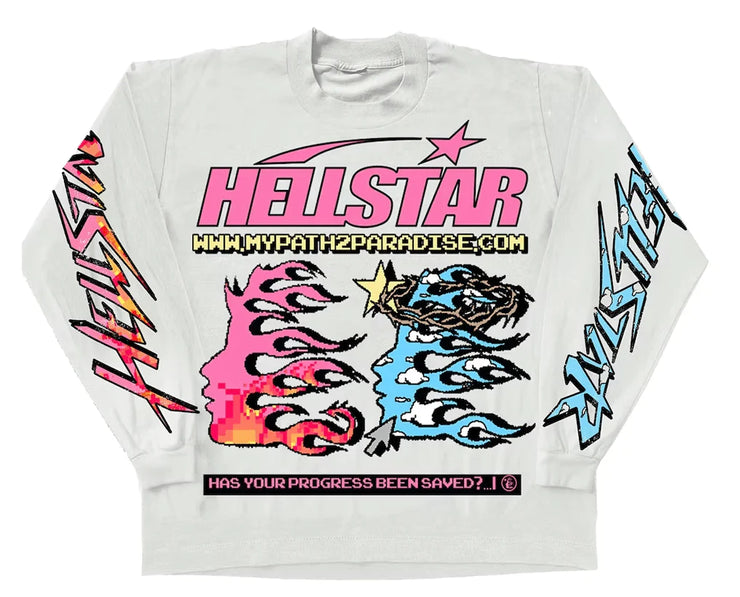 Hellstar Pixel Long Sleeve Tee Shirt White